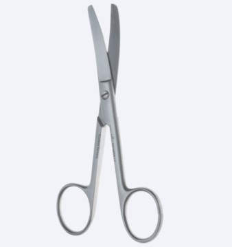 Ножиці, хірургічні, стандартна модель, вигнуті, тупокінцеві, загальна довжина 115 мм, 4 1/2"